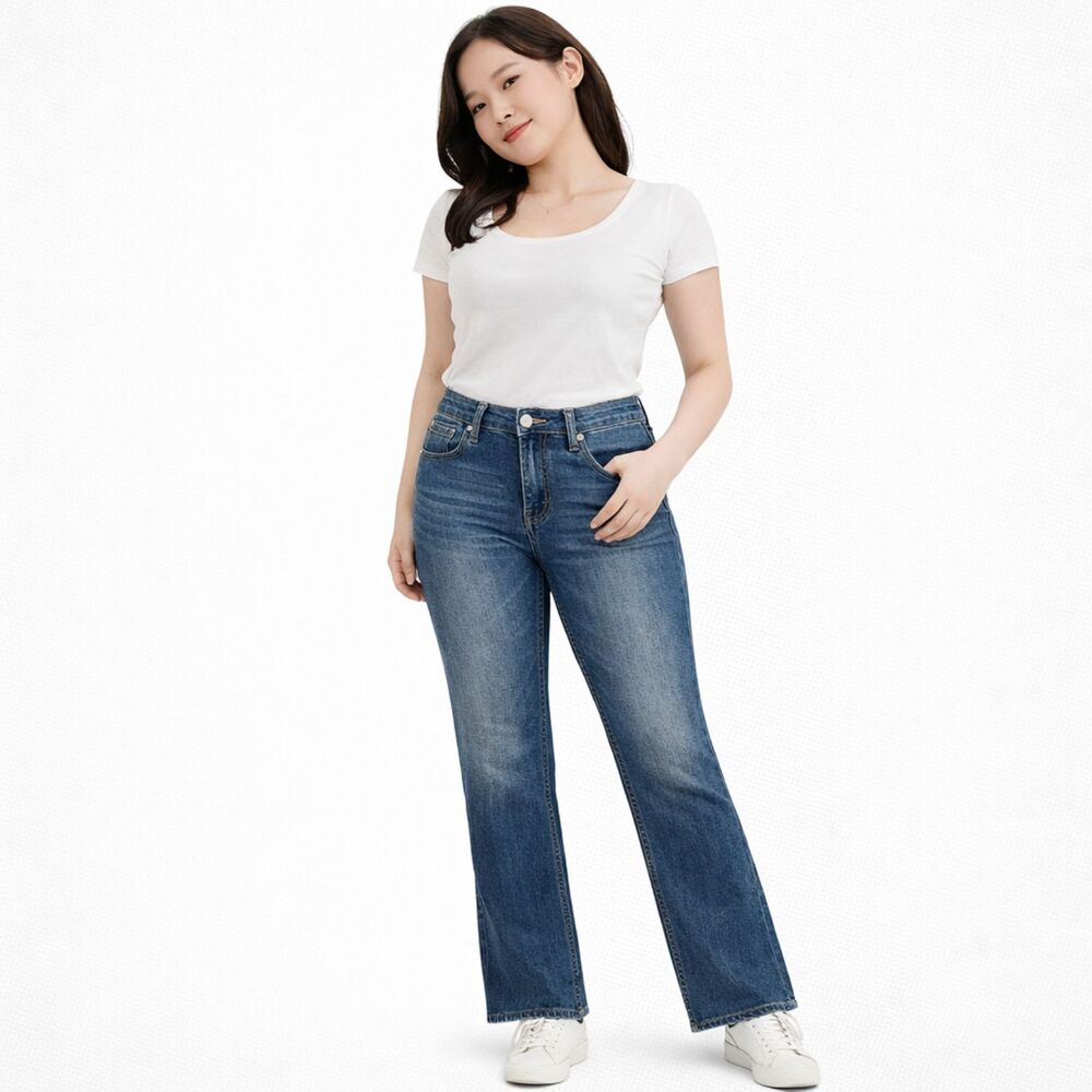 Seven7 Slim Bootcut Rhinestone Pockets Jeans Blue 10